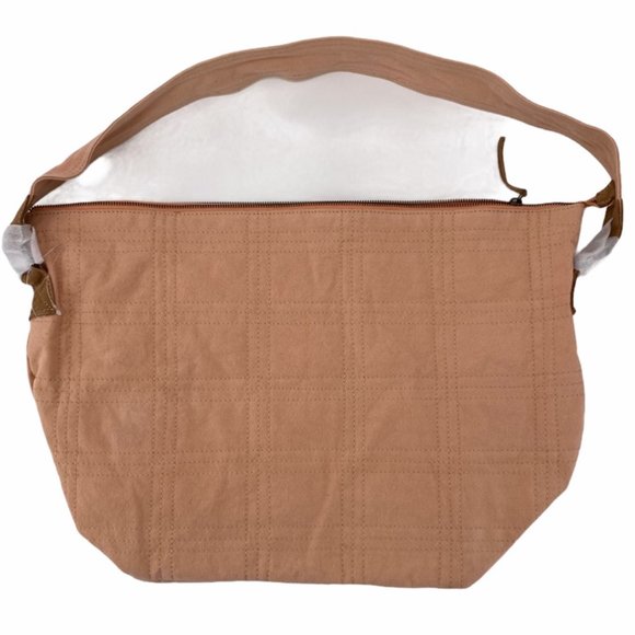 NWOT FREE PEOPLE PALE PINK ANKARA STITCH QUILTED TOTE BAG W/LEATHER ACCENTS - Picture 3 of 9